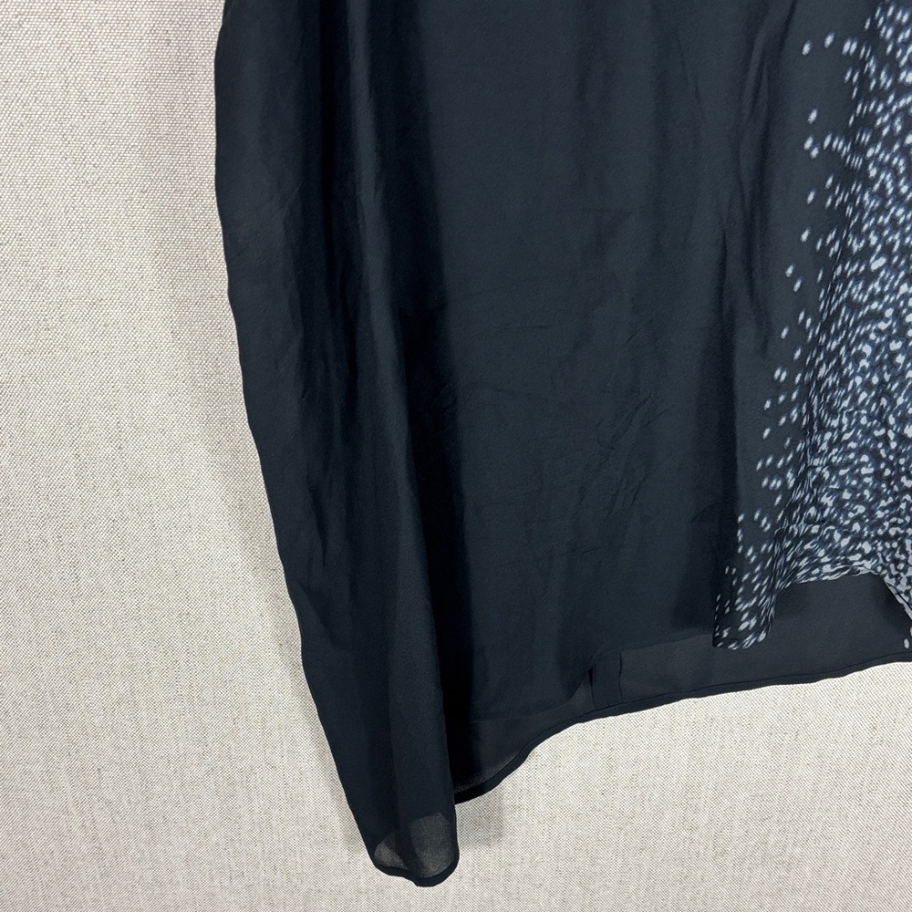 Eileen Fisher > Black Silk Asymmetrical Sleeveless Top Medium - Picture 6 of 11